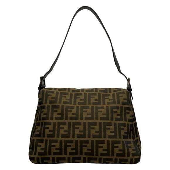 FENDI Mamma bucket / Zucchino pattern Brown Black Jacquard Leather - - Picture 3 of 16